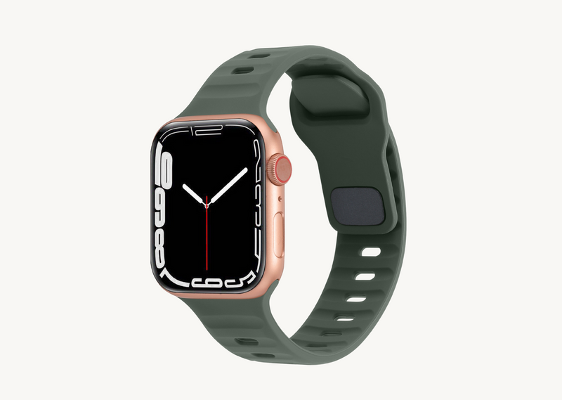 High-Performance Silicone Apple Watch Strap in Cargo Green