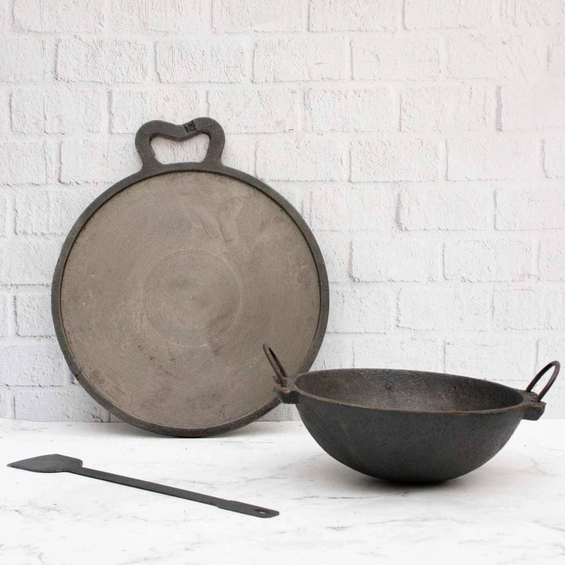 Cast Iron Combo: Kadai,Tawa ,Dosa Ladle-1