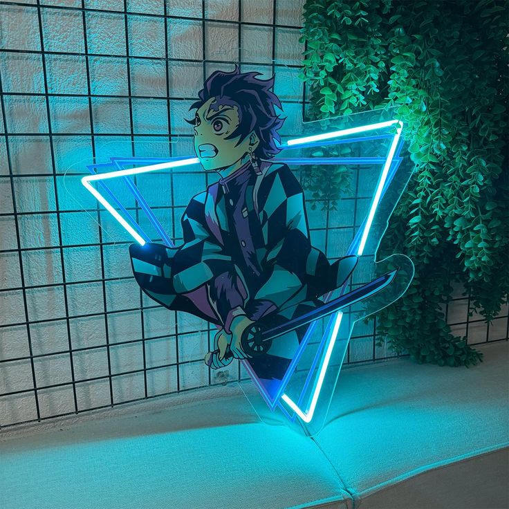 ⚡ Anime Warrior Neon Sign – Blue Triangle LED Wall Art for Game Room & Bedrooms | Neon Signs India — Image 2