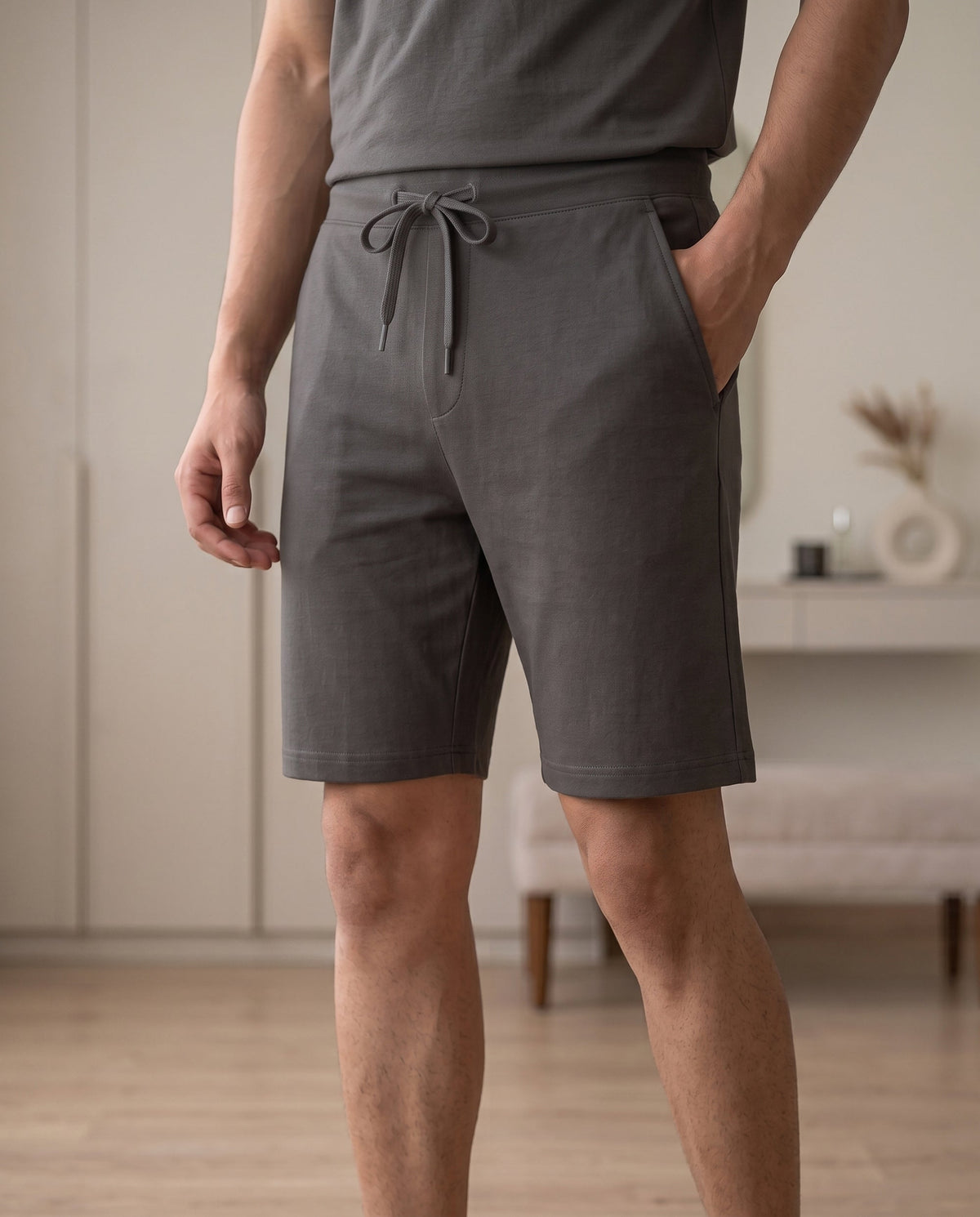 Hushy Bamboo Shorts  (Charcoal Grey)