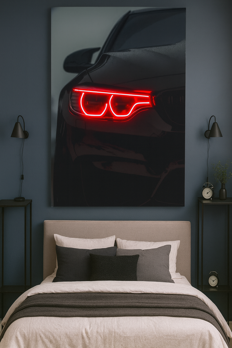 Shadow Beast BMW – Red Neon Wall Decor for Bedroom & Gaming Room neon car wall art | Neon Signs India — Image 1