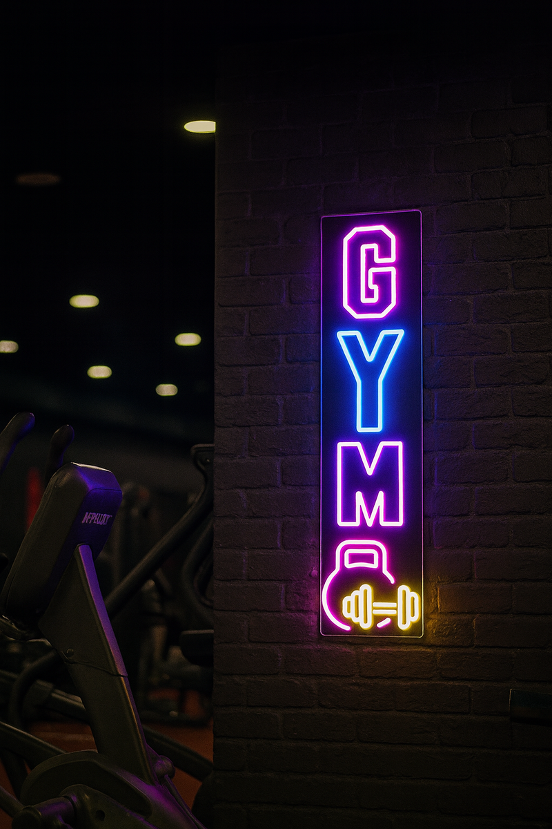 Vertical Neon GYM Sign – LED Wall Light for Fitness Studios & Home Gym | Neon Signs India — Image 1