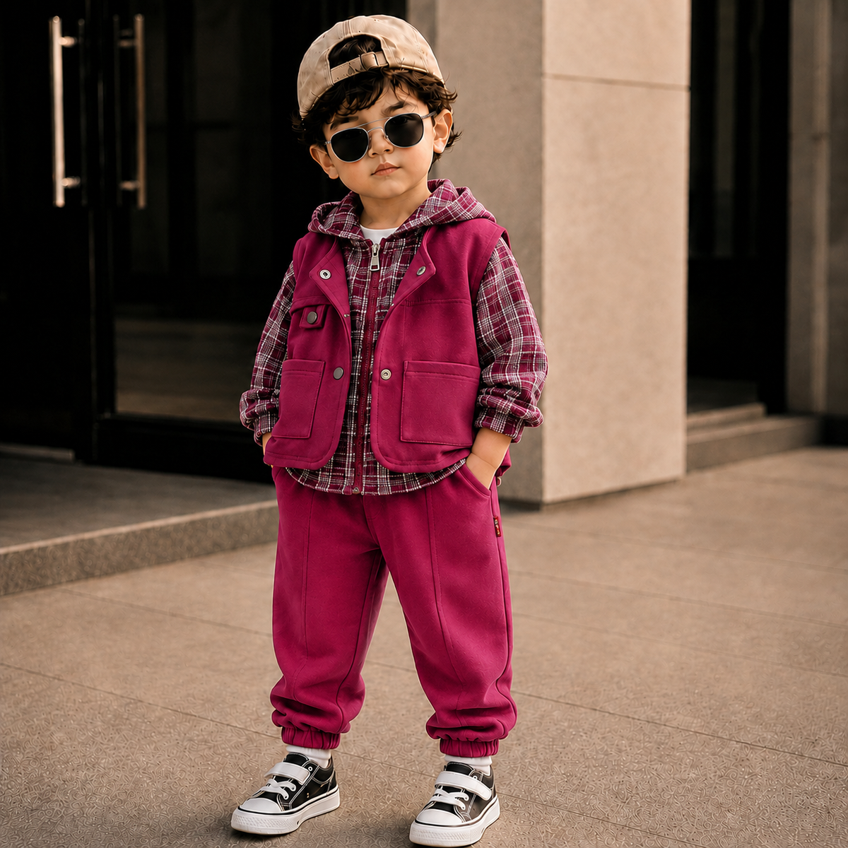 Boys 3 Piece Imported Red Cord Set [BT-N-9589] [1 - 6Years]
