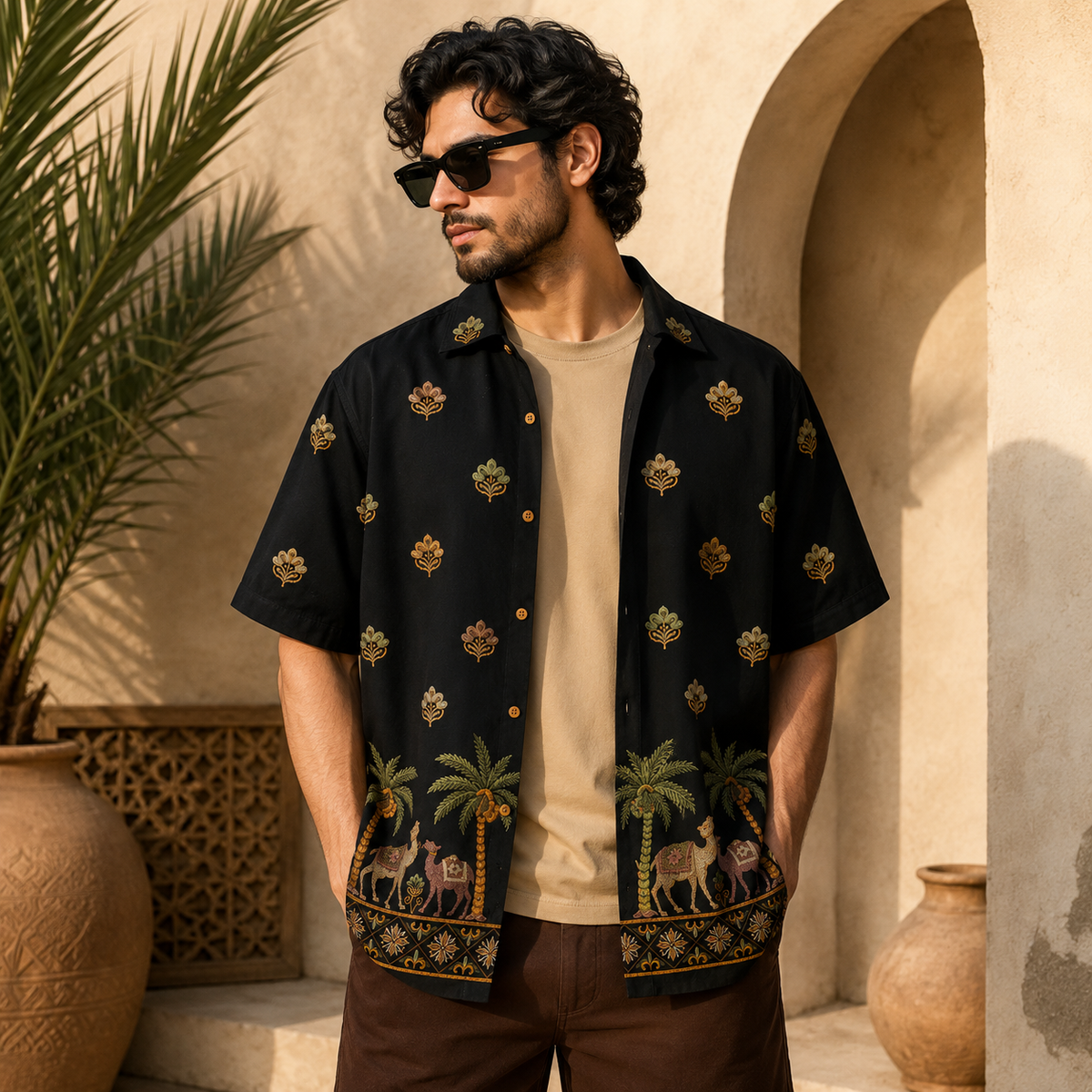 DESERT CULTURE EMBROIDERED OVERSIZE SHIRT
