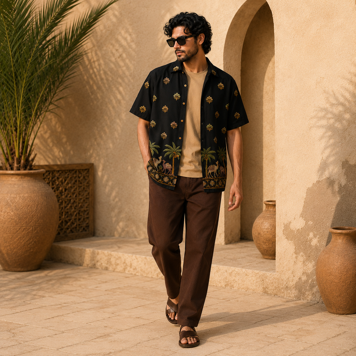 DESERT CULTURE EMBROIDERED OVERSIZE SHIRT