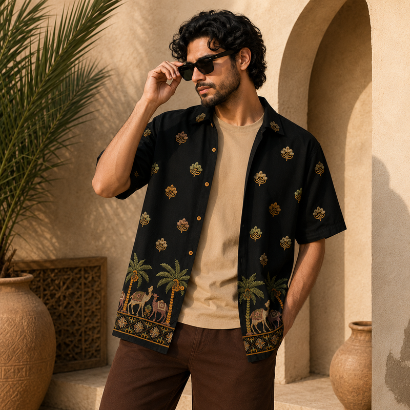 DESERT CULTURE EMBROIDERED OVERSIZE SHIRT