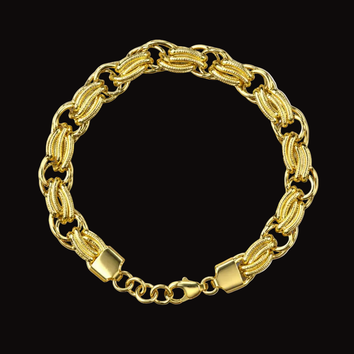 Artisan Chain Ring Bracelet 22K Gold PVD Water-Resistant Men