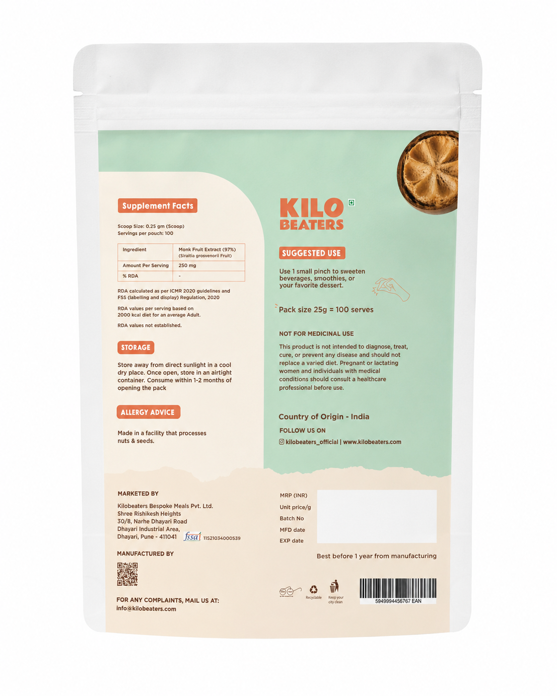 Monk Fruit Powder | Natural Zero Calorie Sweetener