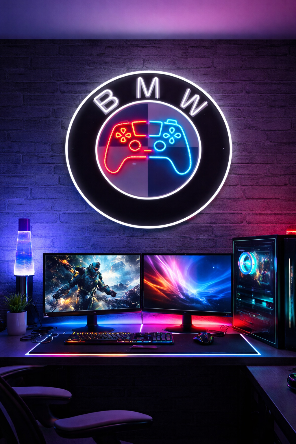 BMW Gaming Neon LED Wall Sign – Dual Color Controller Design | Premium Neon Light Decor for Gamers & Car Lovers - LED Neon Sign