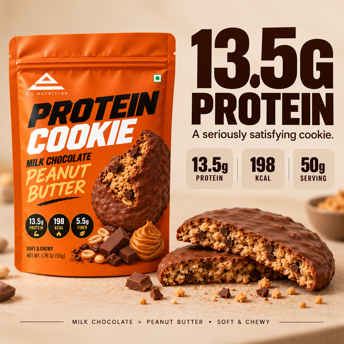 A.L. Nutrition Protein Cookies | Dark Chocolate Brownie-9