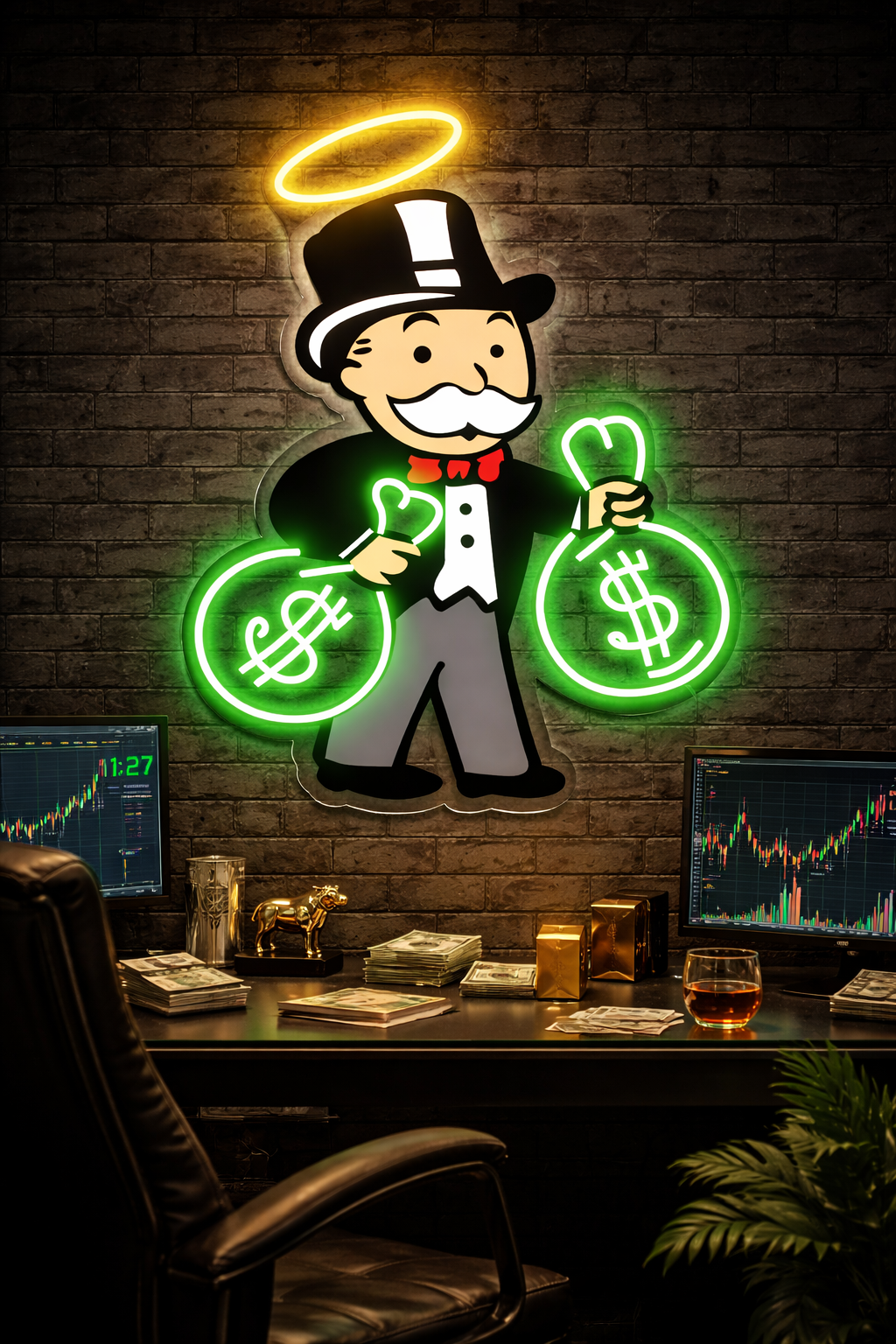 Monopoly Money King Neon Wall Art – LED Wealth & Hustle Sign | Neon Signs India — Image 1
