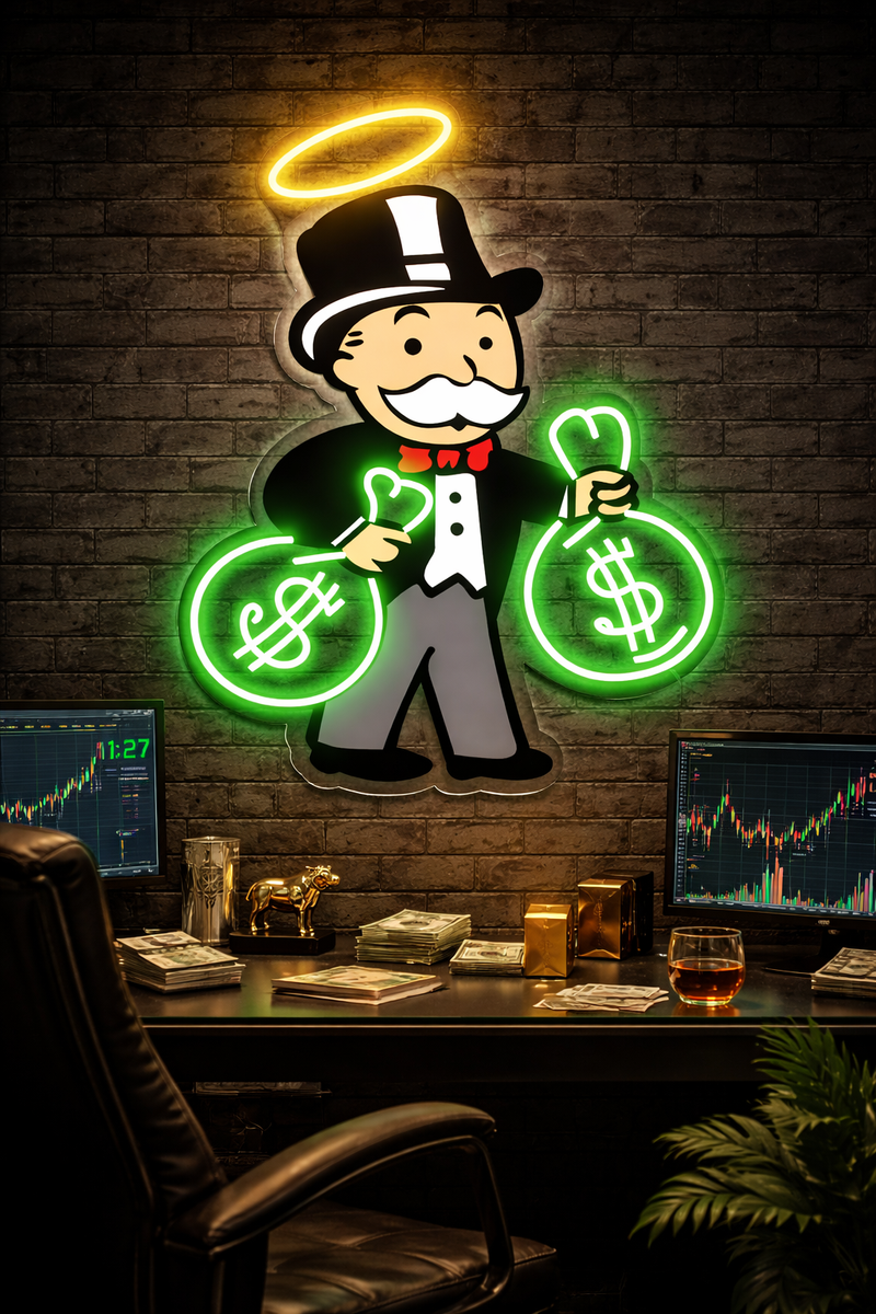 Monopoly Money King Neon Wall Art – LED Wealth & Hustle Sign | Neon Signs India — Image 1