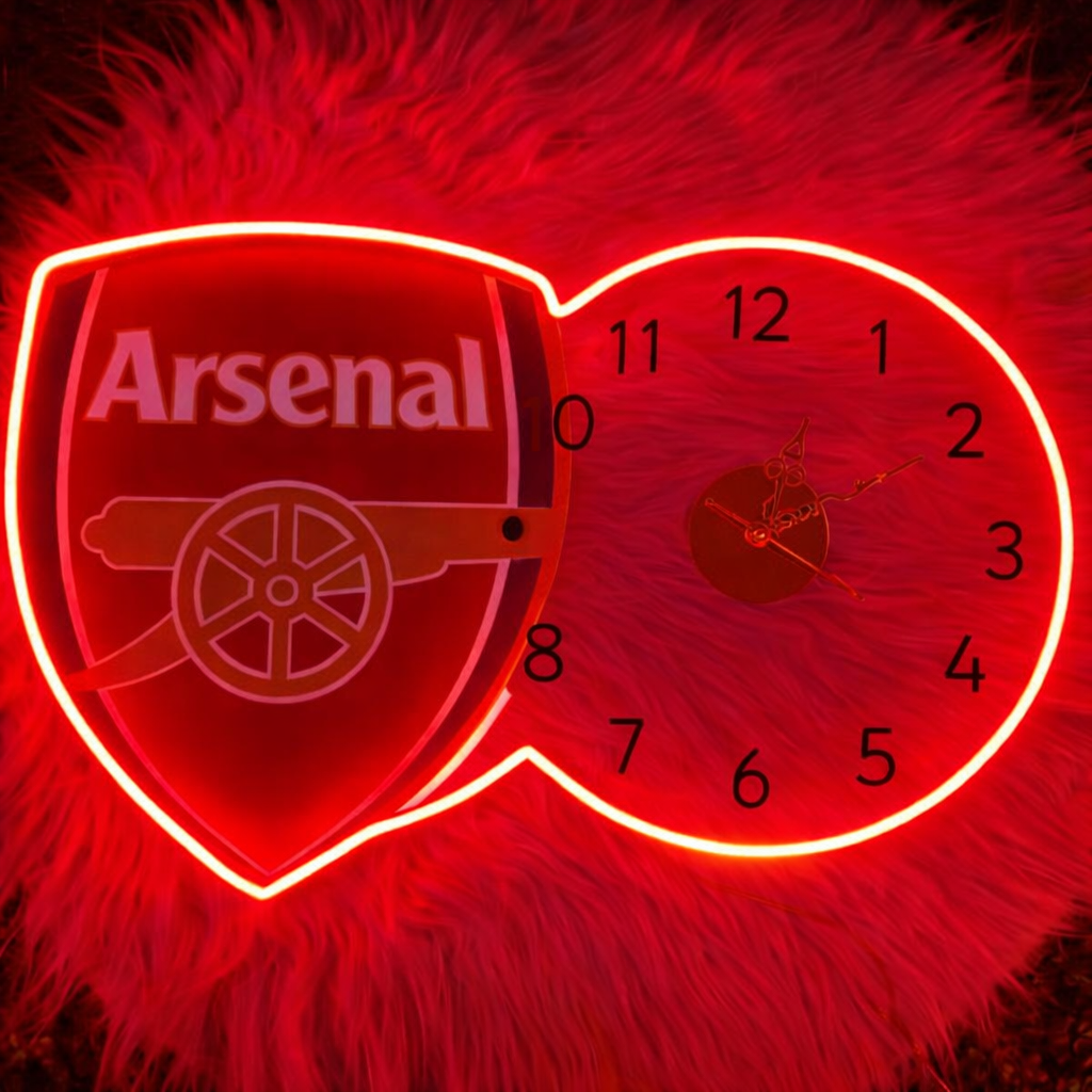 Arsenal Neon LED Wall Clock – Gunners Fan Glow Decor (14*24 inch) | Neon Signs India — Image 2