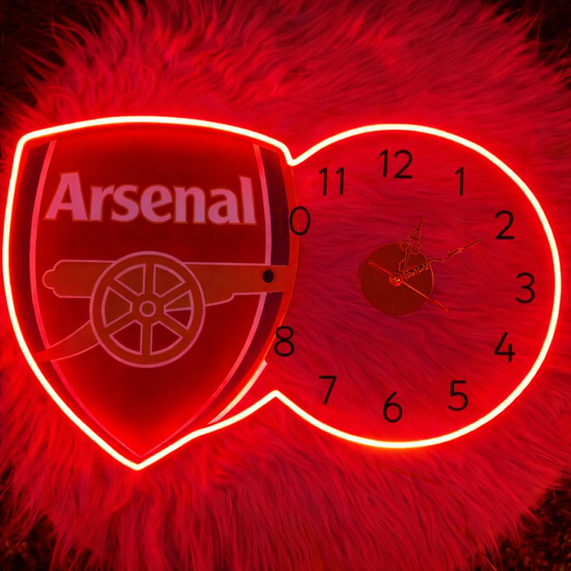 Arsenal Neon LED Wall Clock – Gunners Fan Glow Decor (14*24 inch) | Neon Signs India — Image 2