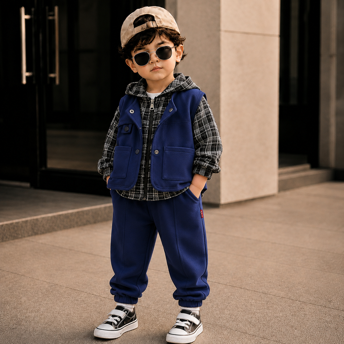 Boys 3 Piece Imported Blue Cord Set [BT-N-8974] [1 - 6Years]
