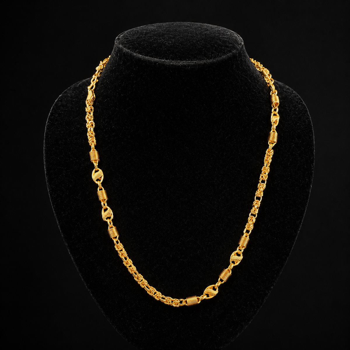 22K Gold Handcrafted Chain Necklace Men Anti-Tarnish UniqueJewels