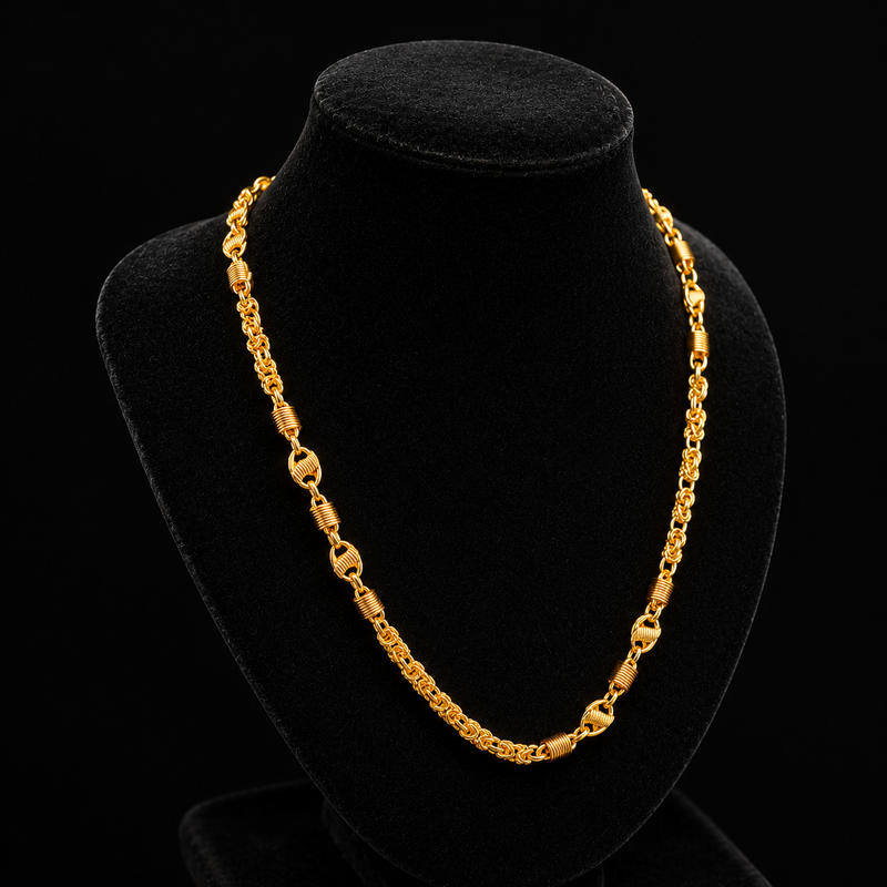 Gold PVD Handcrafted Chain Close Up Men Daily Wear India