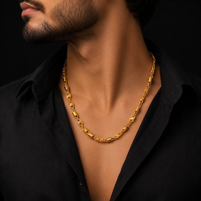 Handcrafted Chain 22K Gold PVD Water-Resistant Men India