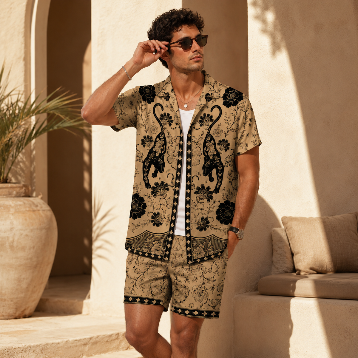 PANTHER FLORAL ART CO-ORD SET