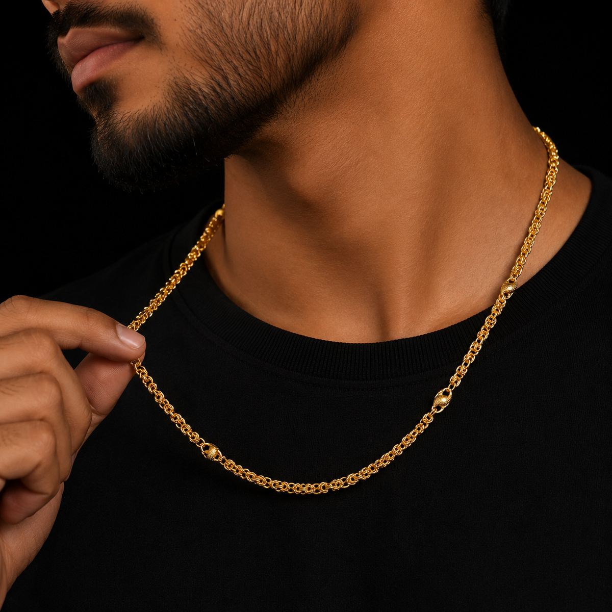 Handcrafted Majestic Byzantine Chain for Men – 22K Gold Plated, Anti-Tarnish-4