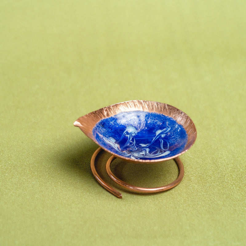 Copper Enamel Spring Diya (Set of 2) - Decorative Copper Diya-2