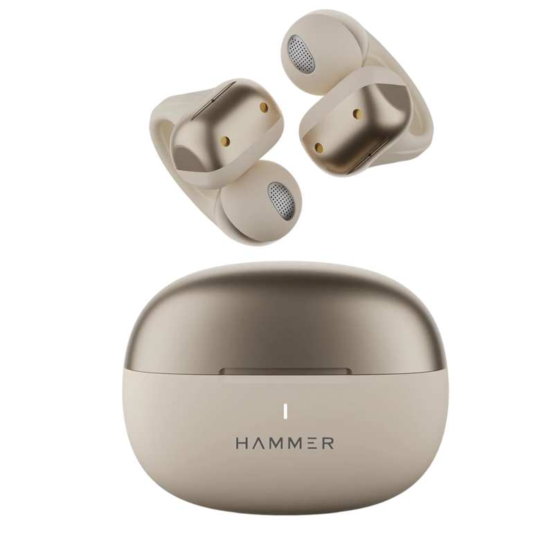 Hammer Aura Air OWS Wireless Open-Ear Earbuds | Clip-On Design | Feather-Light | ENC Quad Mic - Champagne Gold-1