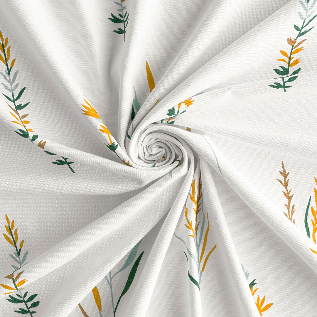Leafscape Yellow & Green - Printed Eyelet Duck Curtain-6