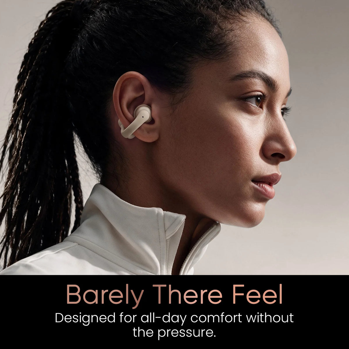 Hammer Aura Air OWS Wireless Open-Ear Earbuds | Clip-On Design | Feather-Light | ENC Quad Mic - Champagne Gold-3
