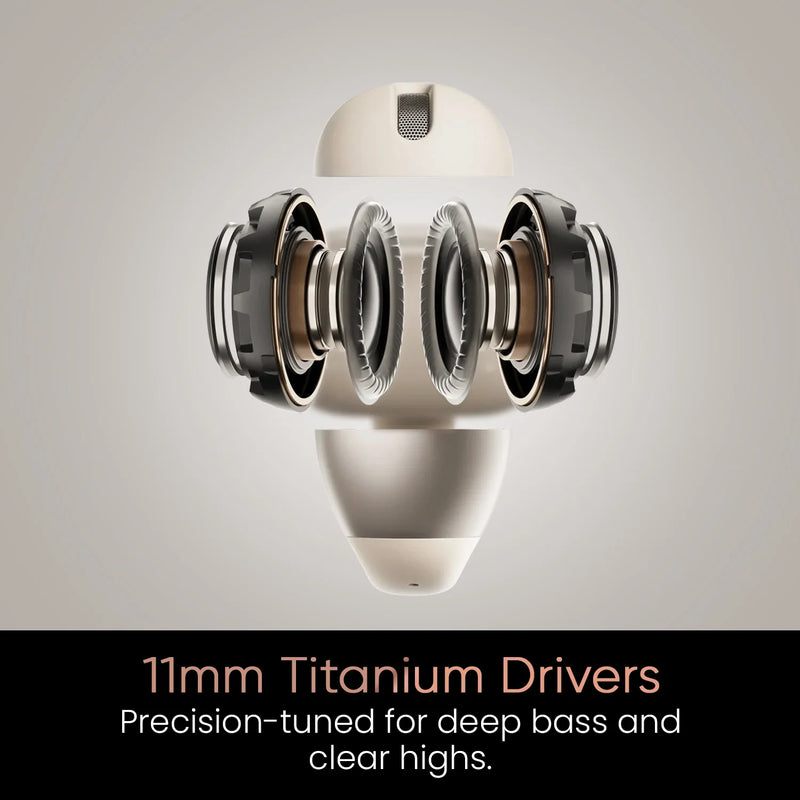Hammer Aura Air OWS Wireless Open-Ear Earbuds | Clip-On Design | Feather-Light | ENC Quad Mic - Champagne Gold-6