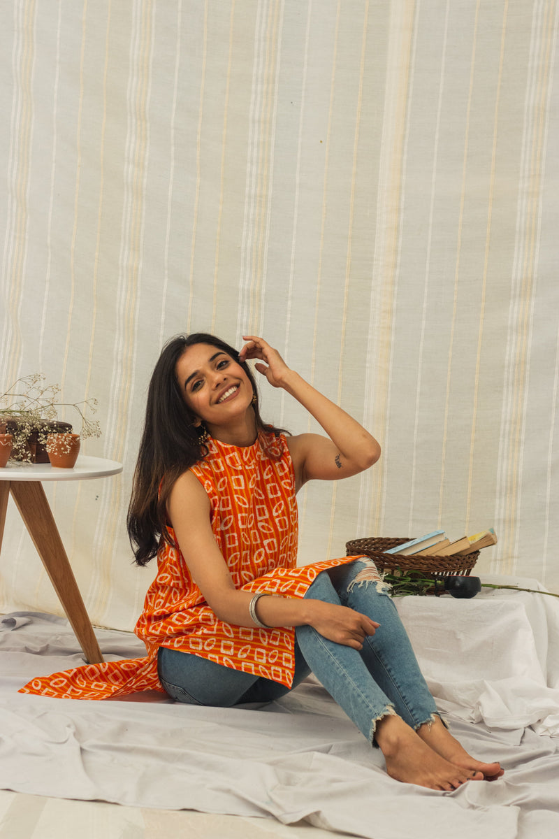 Cotton Batik Block Printed Kurta • Unusual Shapes-2