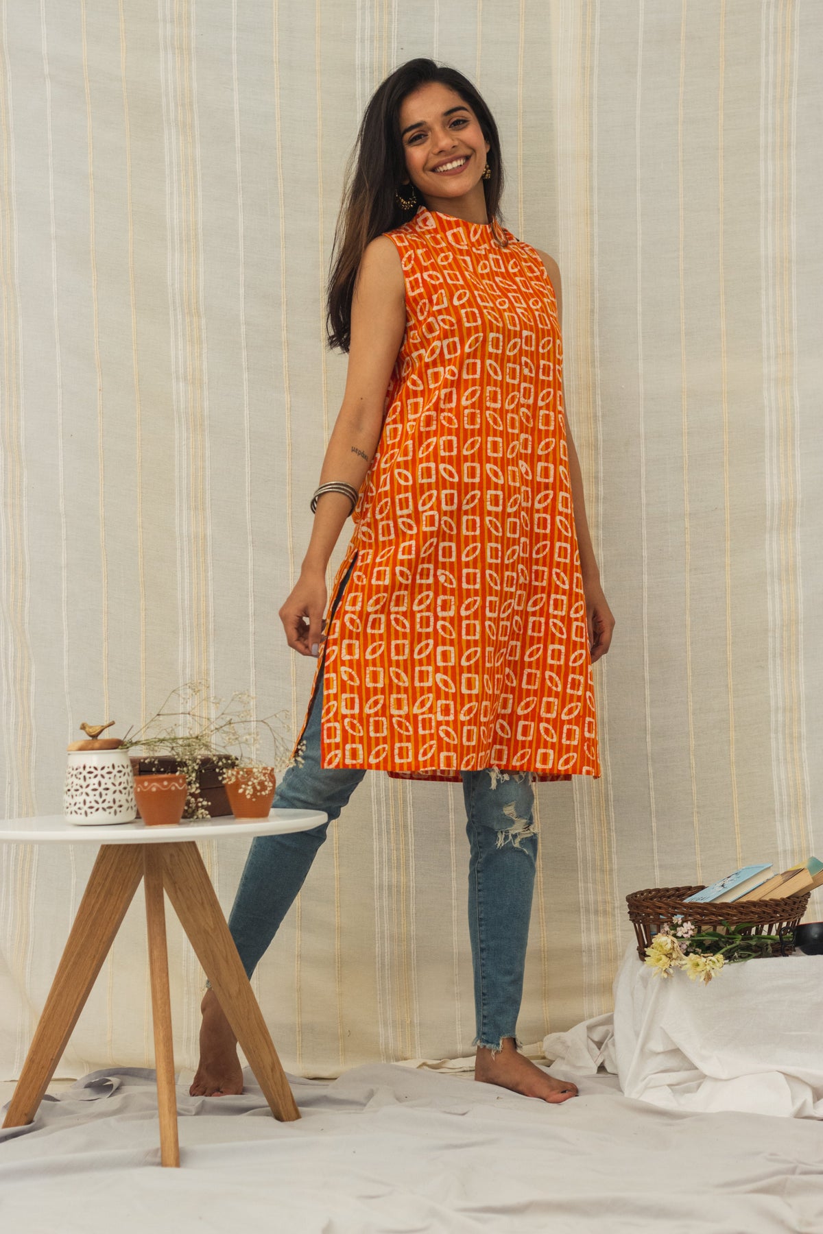 Cotton Batik Block Printed Kurta • Unusual Shapes-1