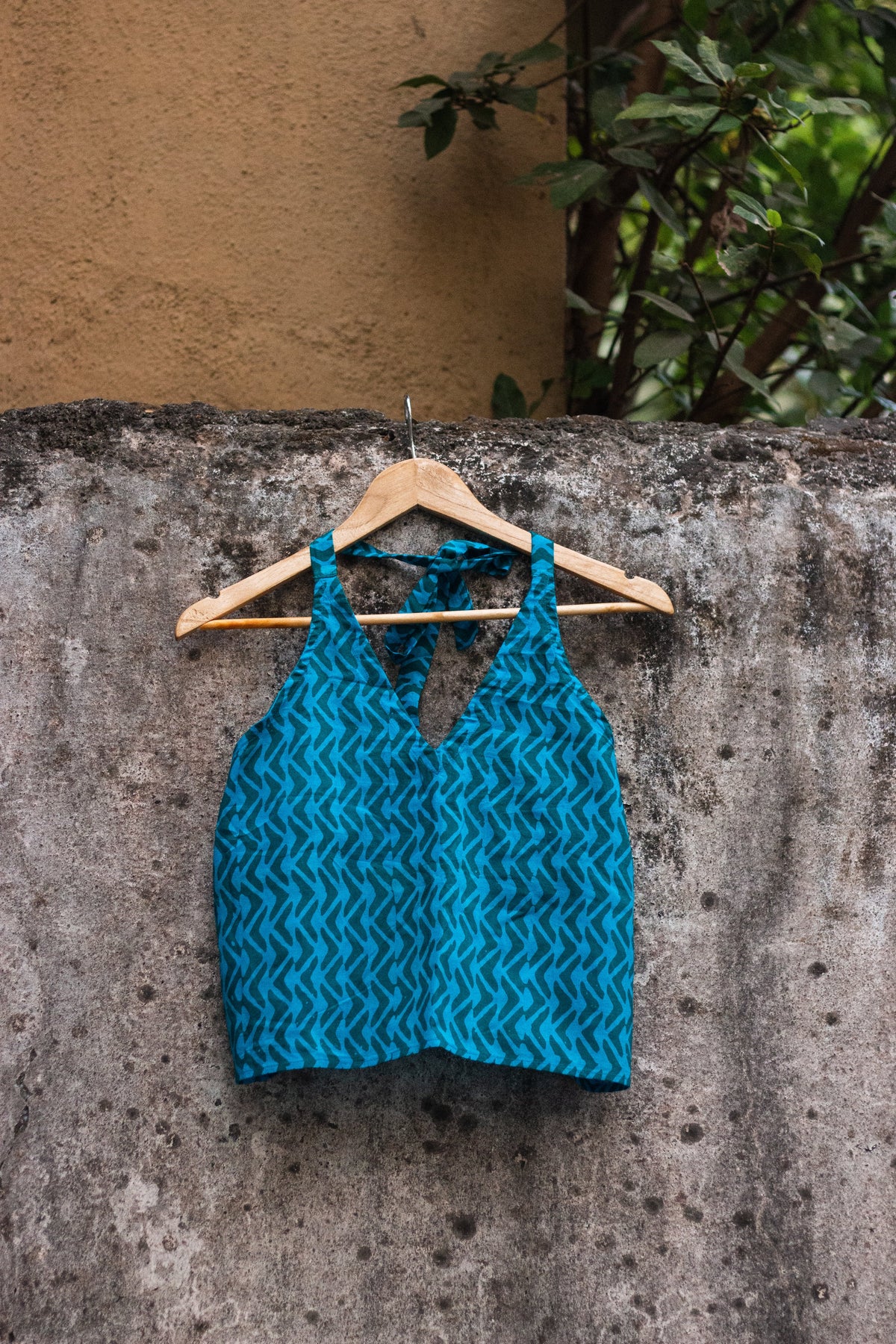 Cotton Crop Top In Batik Print Boomerang Blue-10