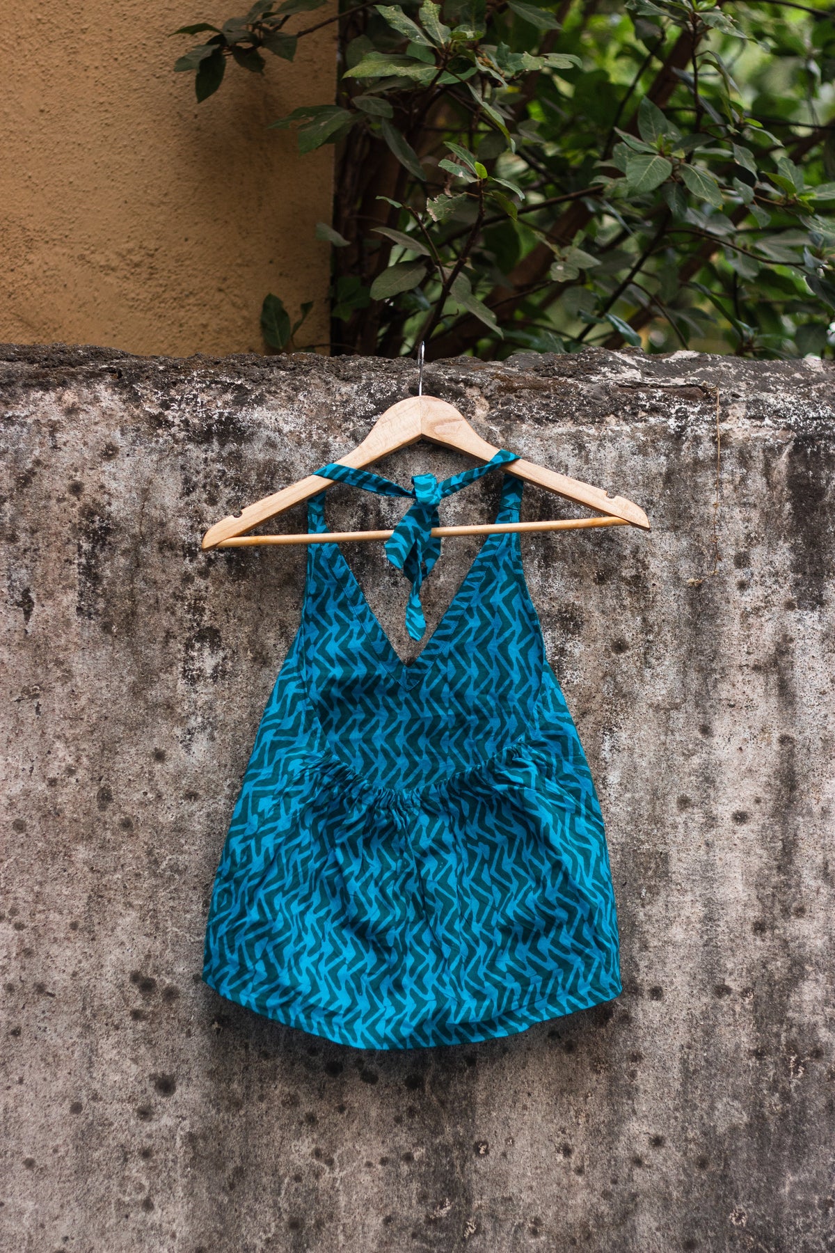 Cotton Crop Top In Batik Print Boomerang Blue-2