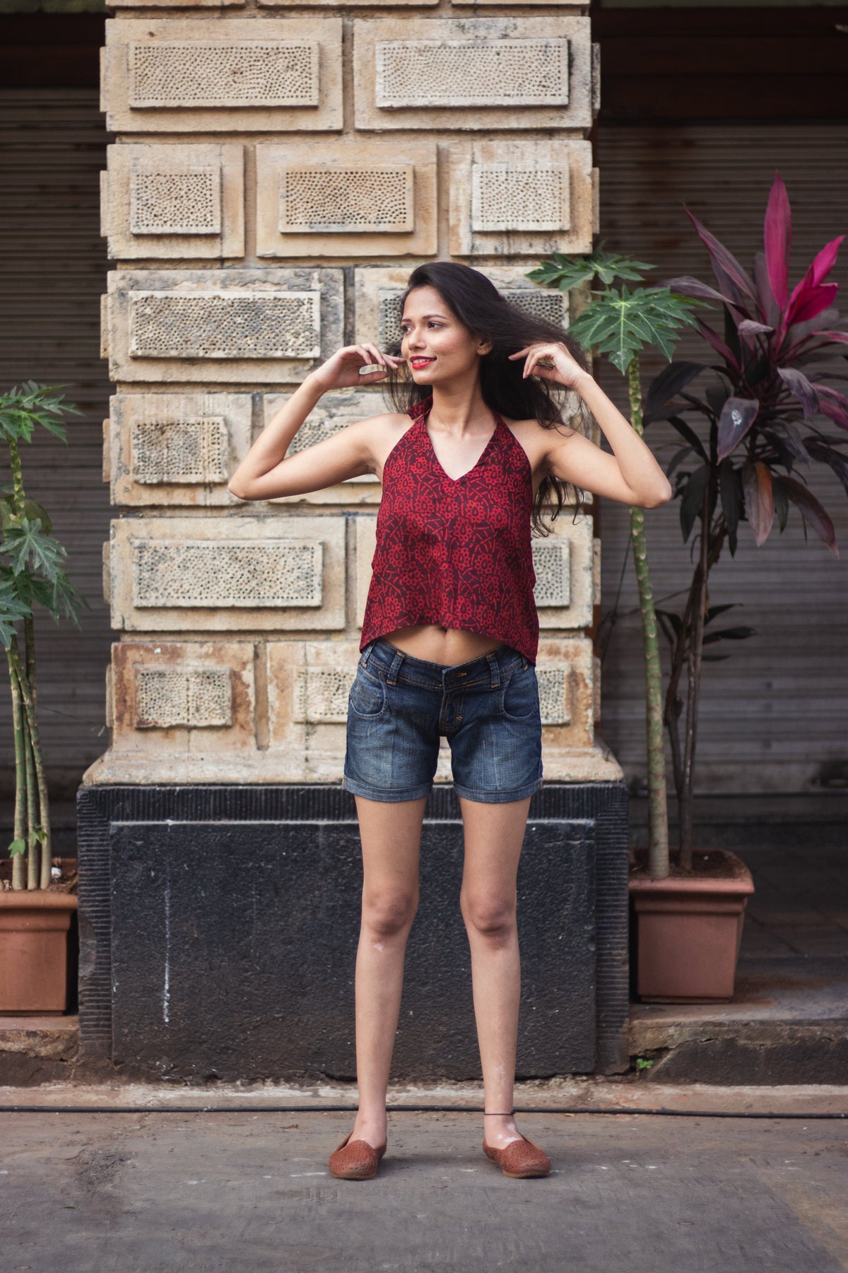 Cotton Crop Top In Batik Print Chic Florals-13