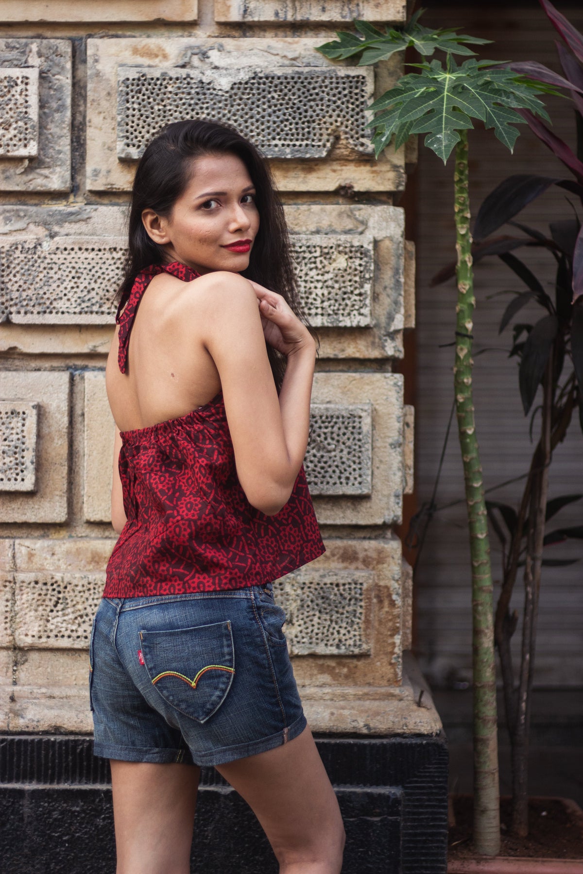 Cotton Crop Top In Batik Print Chic Florals-5