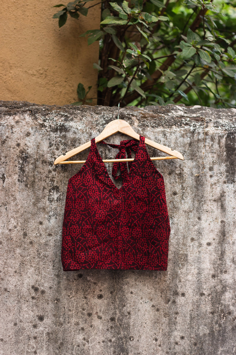 Cotton Crop Top In Batik Print Chic Florals-11