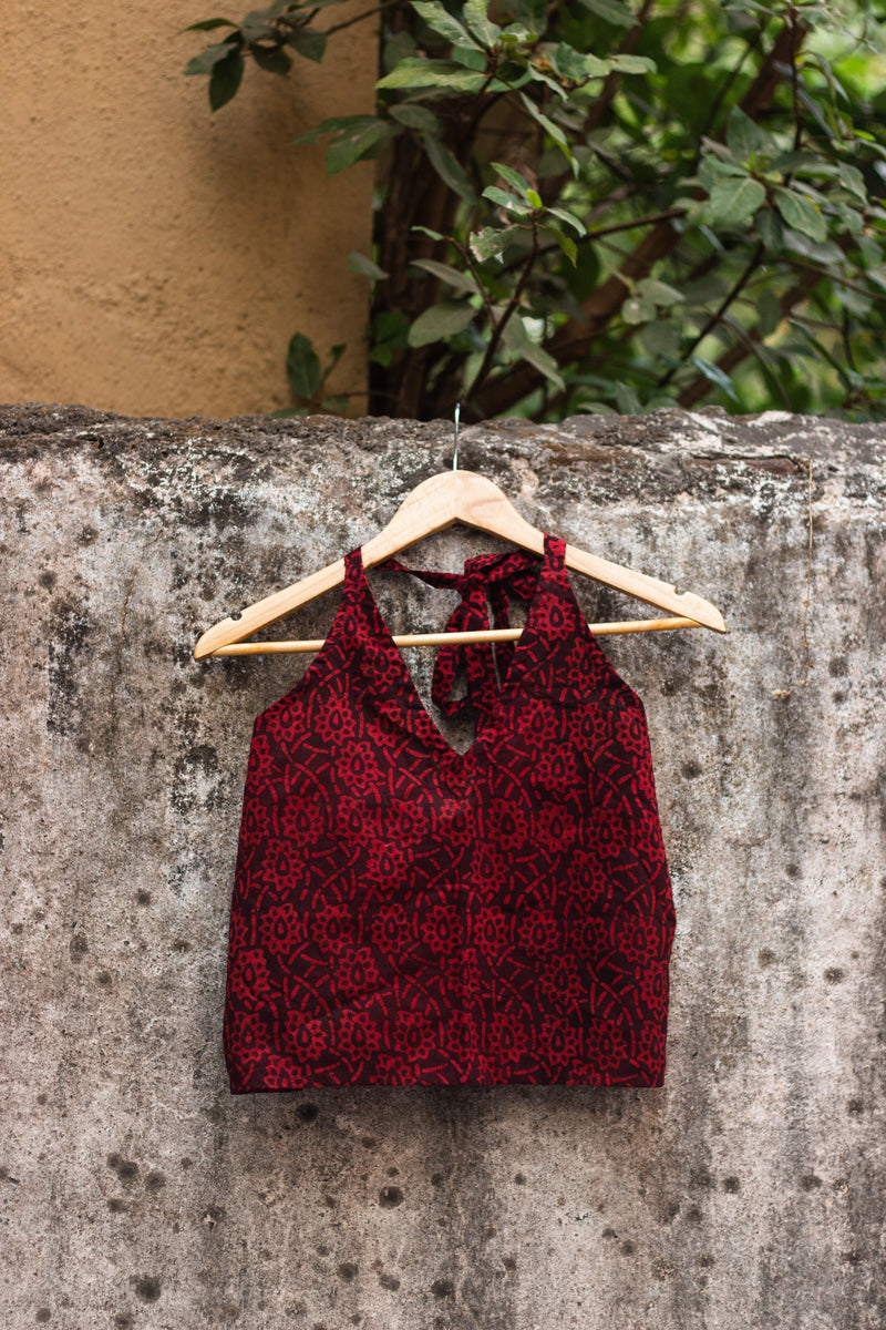 Cotton Crop Top In Batik Print Chic Florals-2