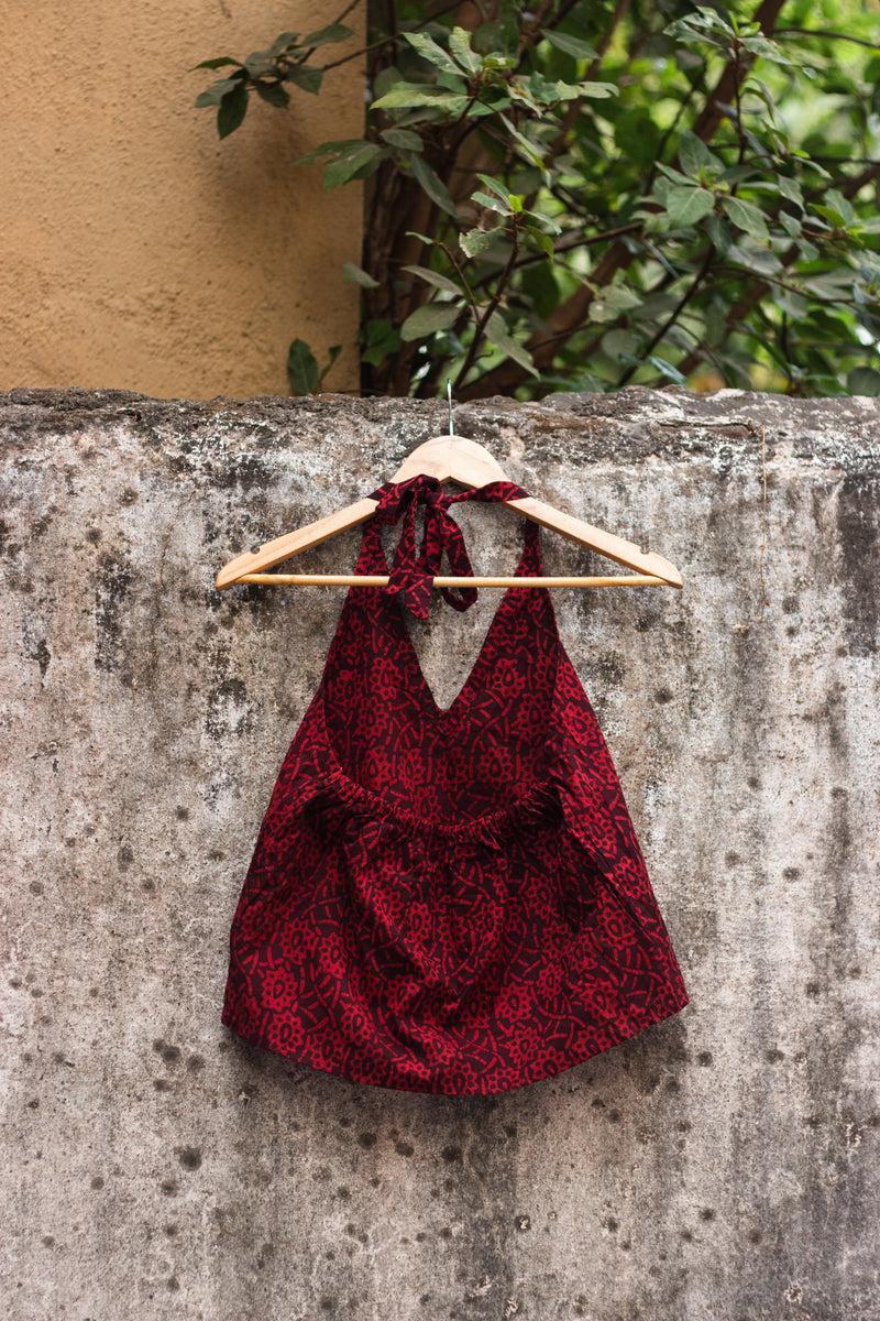 Cotton Crop Top In Batik Print Chic Florals-3