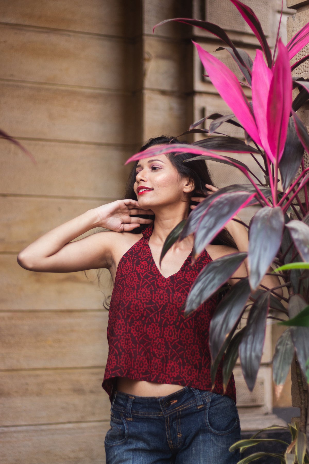 Cotton Crop Top In Batik Print Chic Florals-6