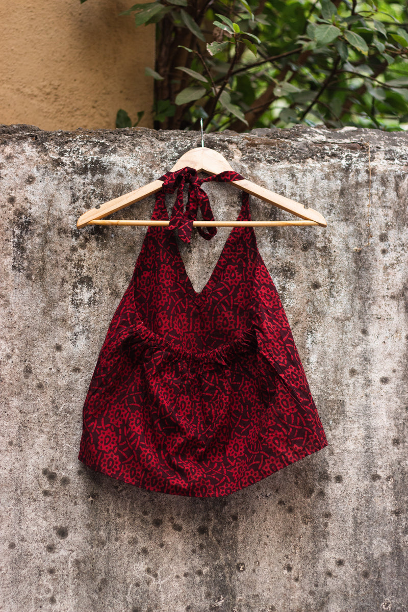 Cotton Crop Top In Batik Print Chic Florals-4