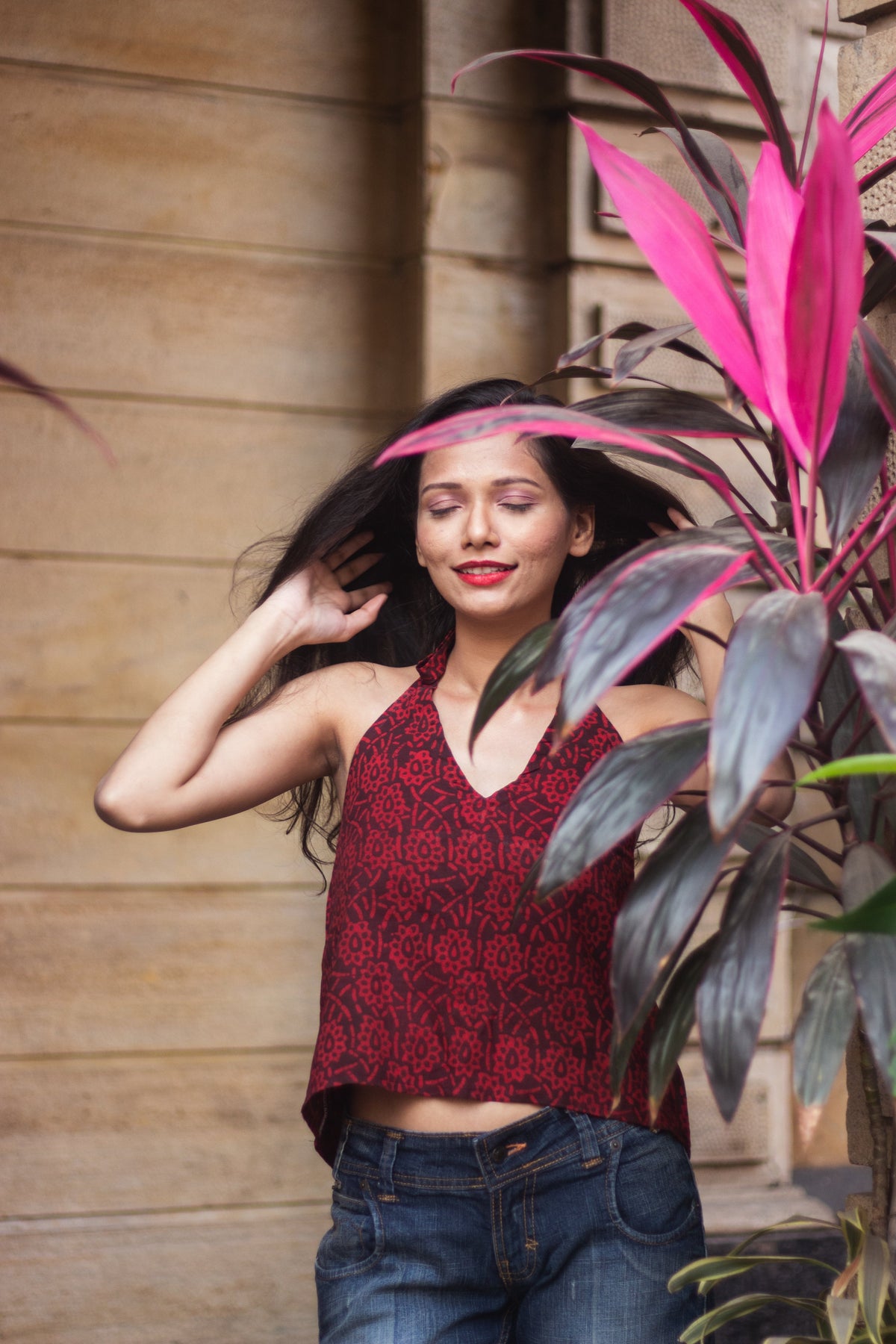 Cotton Crop Top In Batik Print Chic Florals-7