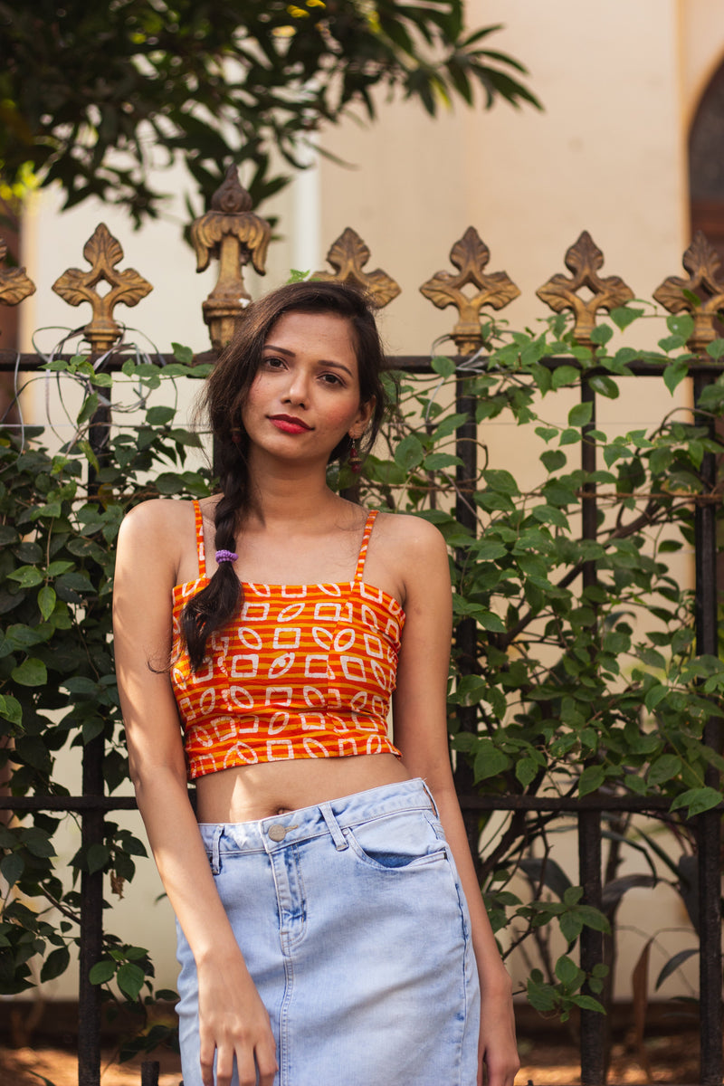 Cotton Crop Top In Batik Print • Unusual Shapes-13