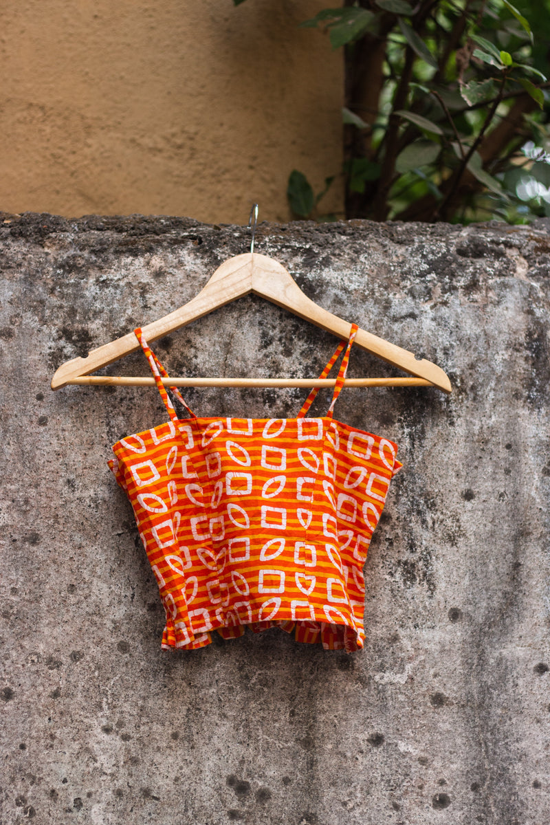 Cotton Crop Top In Batik Print • Unusual Shapes-2