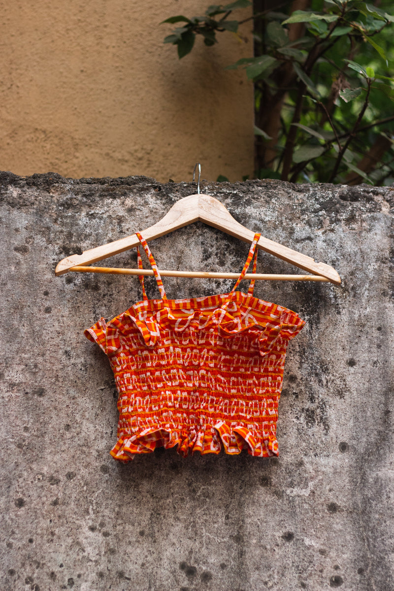 Cotton Crop Top In Batik Print • Unusual Shapes-9
