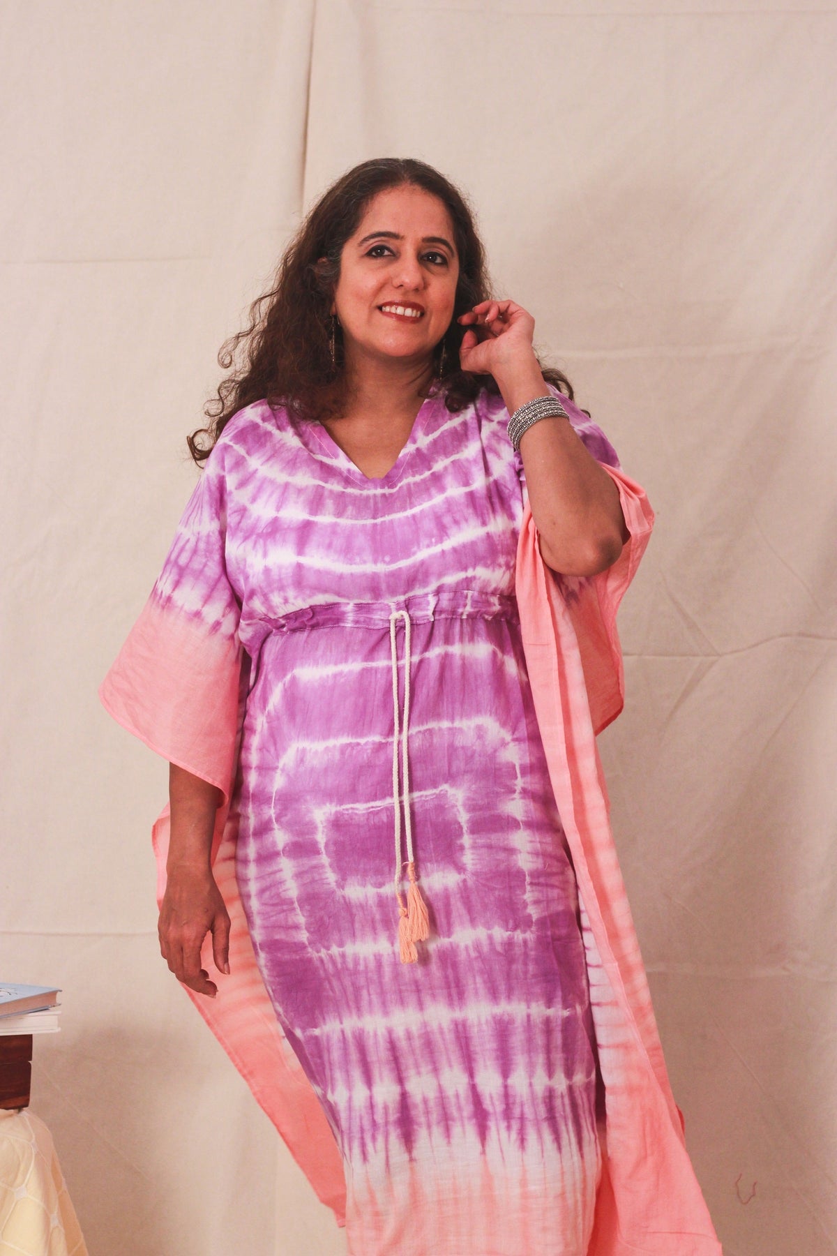 Cotton Mulmul Tie Dye Kaftan Dress · Soothing Pastels-1