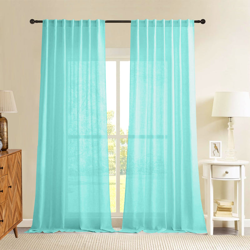 Fort Absolute - Back Tab Solid Sheer Curtain (Celeste)-1