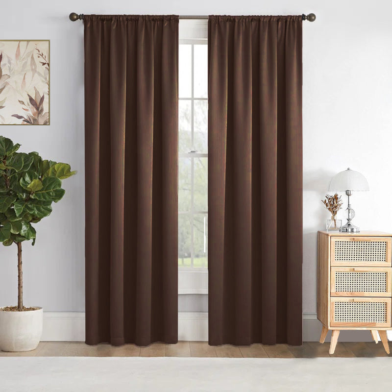 Fort Essential - Rod Pocket Blackout Curtain (Dark Brown)-1
