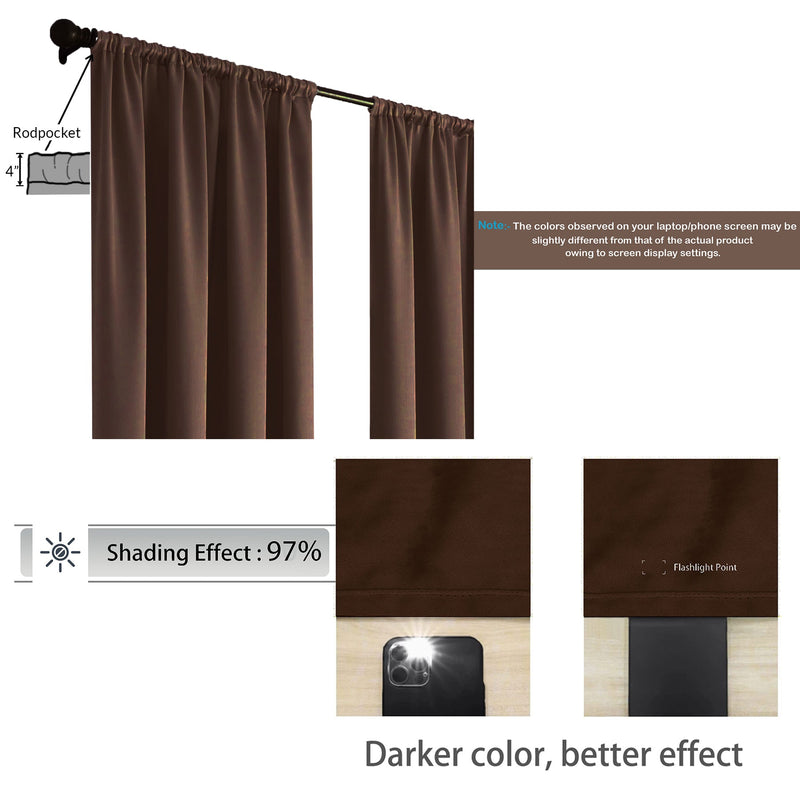 Fort Essential - Rod Pocket Blackout Curtain (Dark Brown)-2