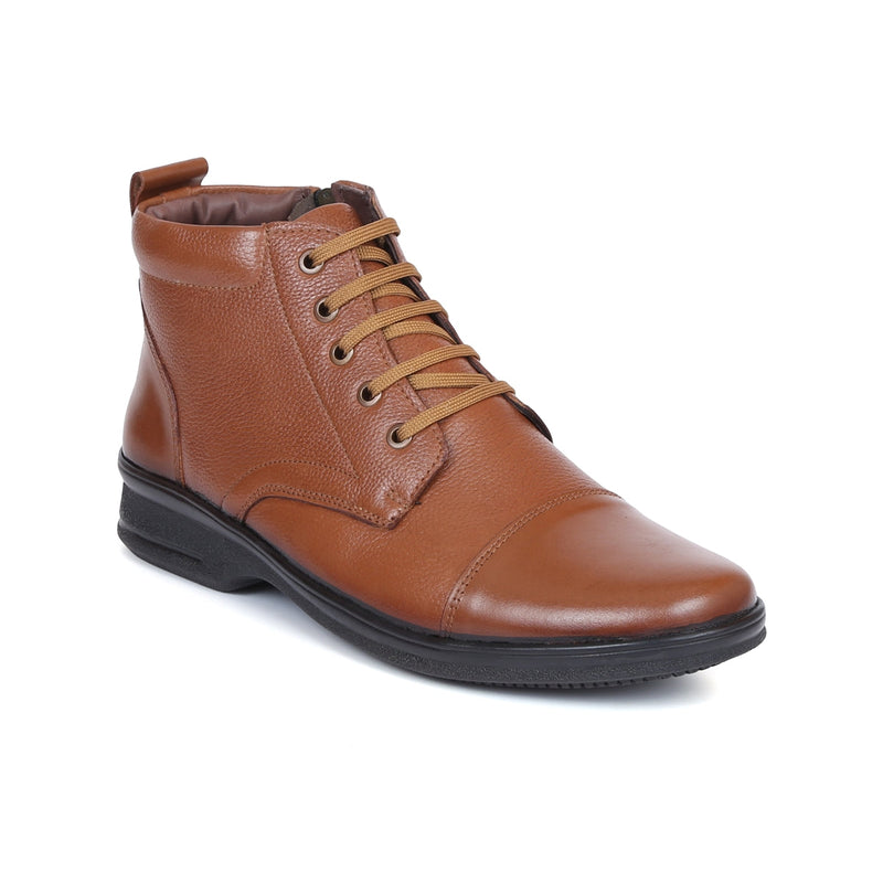 Mens Leather Zip Up Boots | D-045
