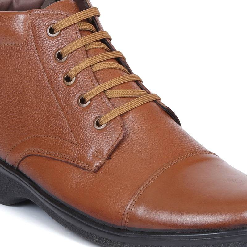 Mens Leather Zip Up Boots | D-045